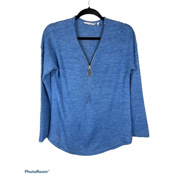 Soft Surroundings Womens Valentina Pullover Sweater Blue Long Sleeve Half Zip S - Picture 2 of 7